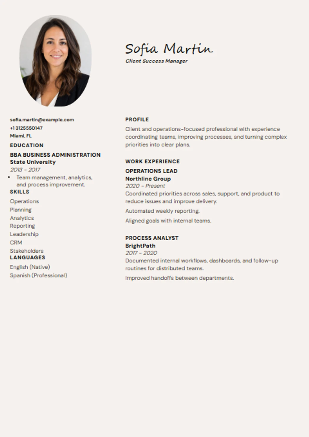Classic CV template preview