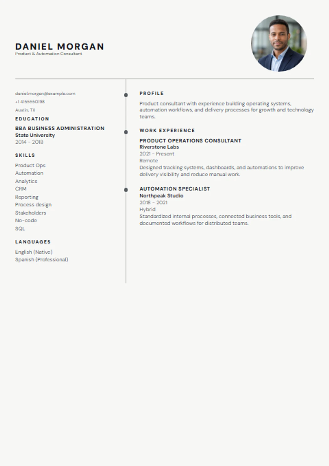 Corporate CV template preview