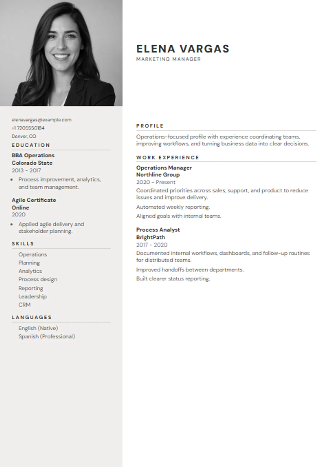 Minimal CV template preview